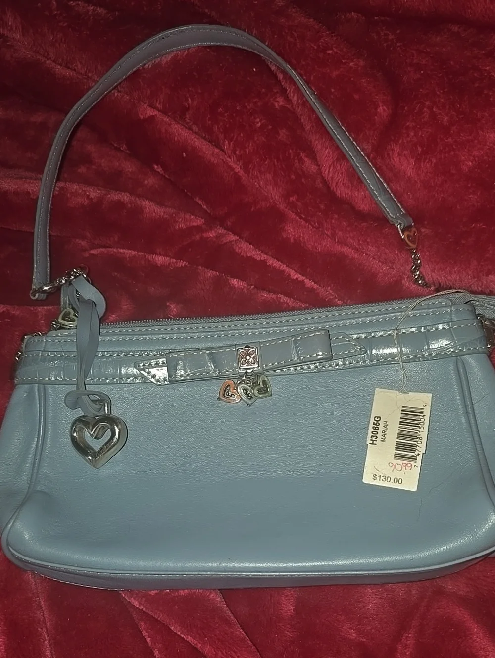 Brighton Light Blue Women’s Shoulder Bag with Heart Charm